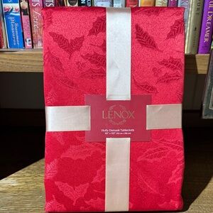 Lenox Festive Red Tablecloth with Holly Design